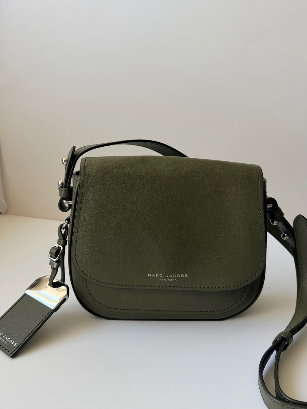 Marc Jacobs Olive Leather Saddle Crossbody Bag